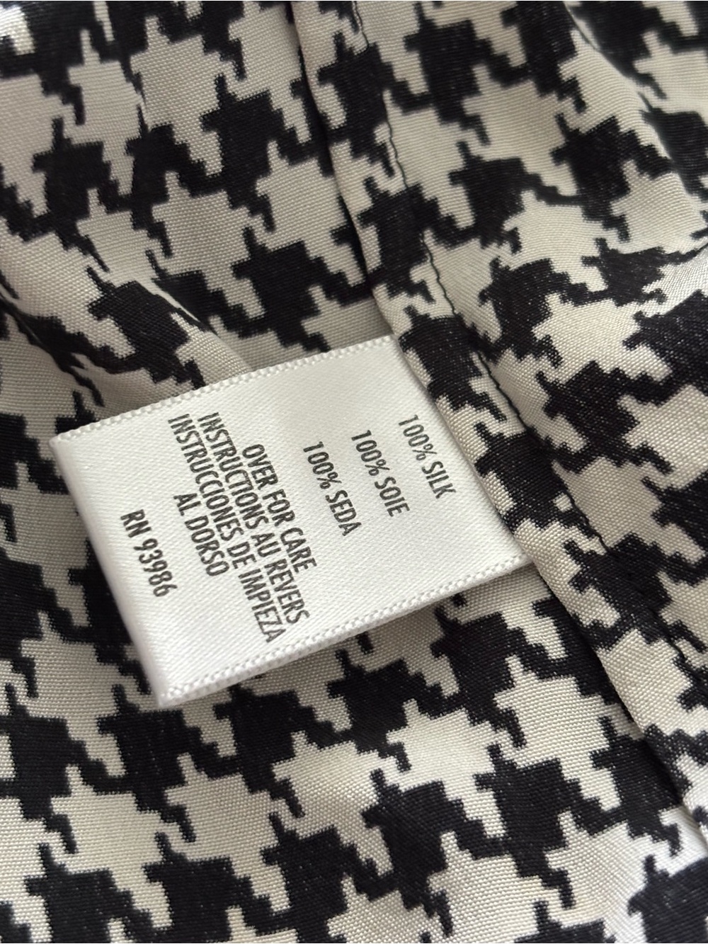Petite Sophisticate Silk Black & White Houndstooth Top - Picture 6 of 6